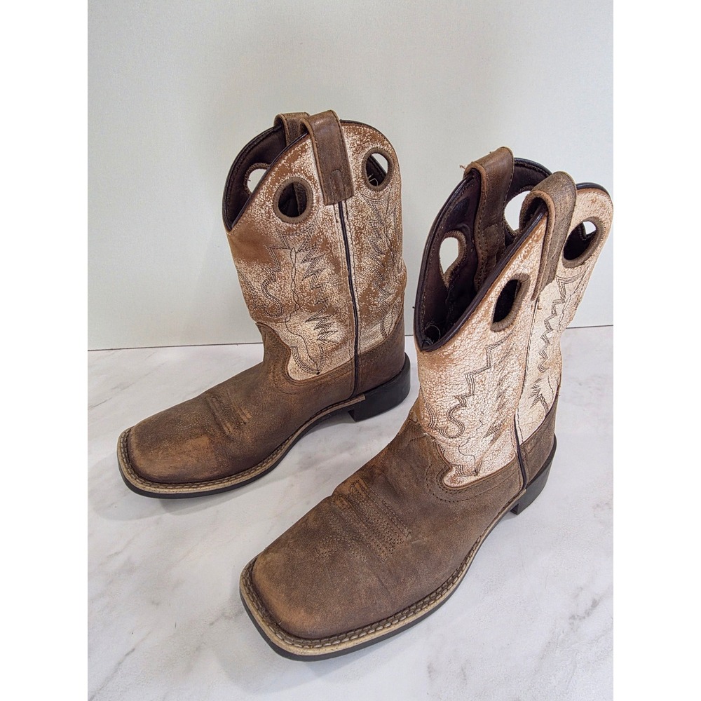 Western Cowboy Boots Distressed Square Toe Cody James Boys Leather 47100 Size 3D
